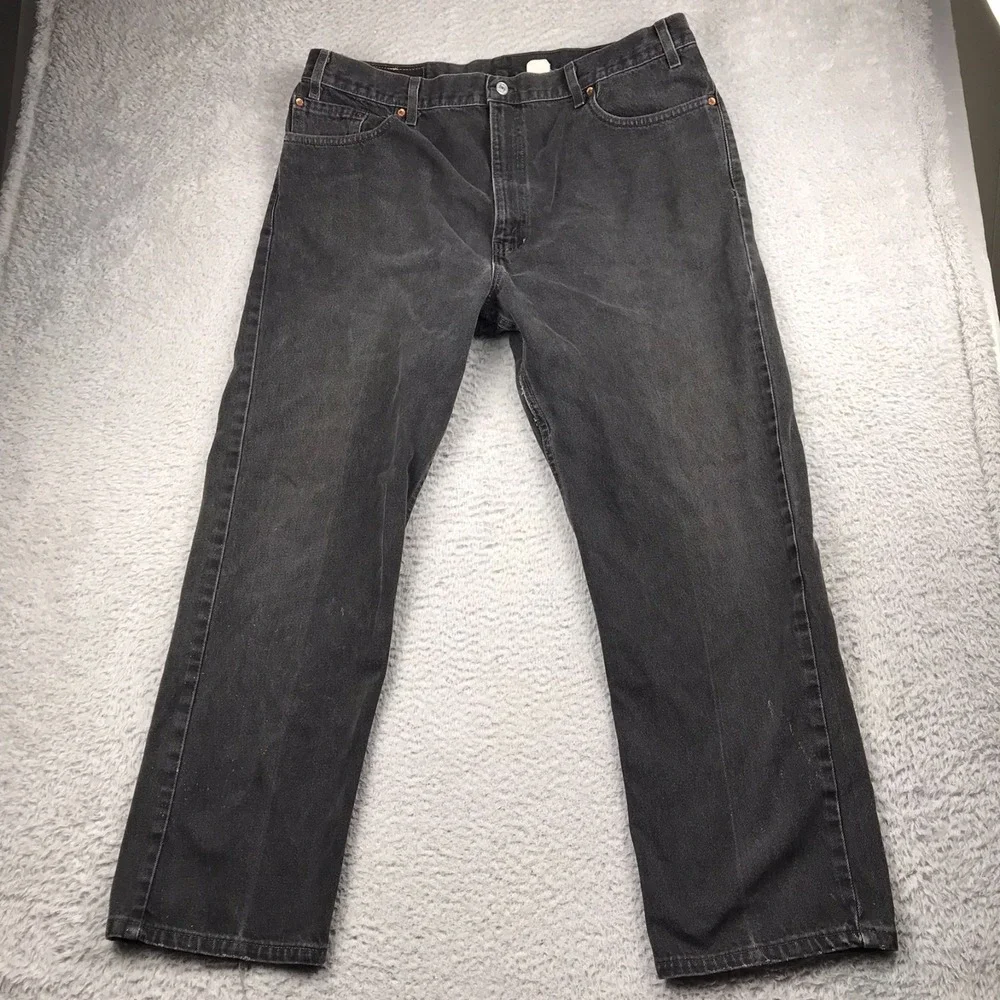 Levis 505 Jeans Mens 42 Washed Black Regular Straight Vintage Denim
